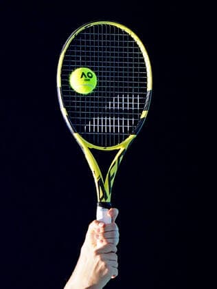 TENNIS AUSTRALIAN OPEN PREVIEW, A general view of the AO tennis ball and tennis racquet of Johanna Konta of Great Britain as she plays a shot at a practice session during the one week to go preview of the Australian Open 2020 at Melbourne Park in Melbourne, Sunday, January 12, 2020. ( NO ARCHIVING, EDITORIAL USE ONLY, NO USE IN BOOKS WITHOUT CONSENT MELBOURNE VIC AUSTRALIA  Copyright: xSCOTTxBARBOURx 20200112001441755792