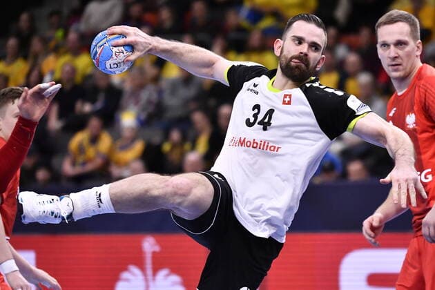 Gothenburg 202001112 Switzerland s Alen Milosevic in action during the Men s EHF EURO 2020 Handball group F match preliminary round between Switzerland and Poland in Scandinavium Arena Sunday Jan 12, 2020 Photo Bjorn Larsson Rosvall TT kod 9200 Gothenburg Sweden x9200x,  Copyright: xBjornxLarssonxRosvall TTx EURO HANDBALL SUI-POL