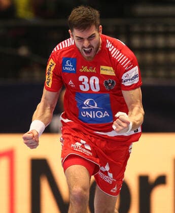 HANDBALL - EHF EURO 2020, AUT vs UKR VIENNA,AUSTRIA,12.JAN.20 - HANDBALL - EHF European Men s Handball Championship 2020, group stage, Austria vs Ukraine. Image shows the rejoicing of Boris Zifkovic (AUT). GEPAxpictures xChristianxOrt