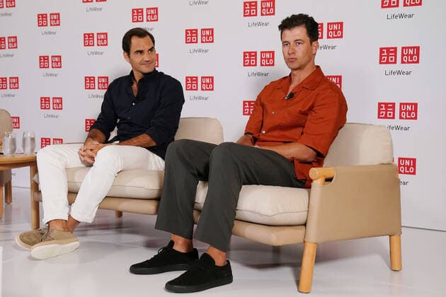 TENNIS ROGER FEDERER PRESSER, Swiss tennis player Roger Federer (left) and Australian golfer Adam Scott arrive to a press conference, PK, Pressekonferenz at the Royal South Yarra Tennis Club in Melbourne, Monday, January 13, 2020. ( NO ARCHIVING, EDITORIAL USE ONLY, NO USE IN BOOKS WITHOUT CONSENT MELBOURNE VIC AUSTRALIA  Copyright: xMICHAELxDODGEx 20200113001441852565