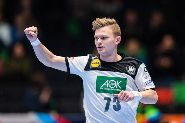 200113 Timo Kastening of Germany during the EHF European Handball Championship match between Latvia and Germany on January 13, 2020 in Trondheim Photo Vegard Wivestad Grott BILDBYRAN code VG 170468 bbeng handball handball handball handball em 2020 european mens handball championship 2020 em 2020 handballs em 2020 ehf euro 2020 latvia latvia germany germany germany cheers,  Copyright: VEGARDxWIVESTADxGRoTT BB200113VG007