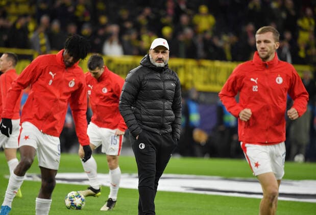 10 12 2019, Football, UEFA Champions League 2019 20, Preliminary round, 6 Matchday, Borussia Dortmund Slavia Prague 2 1, ner Jindrich Trpisovsky Slavia Prague Dortmund Nordrhein Westfalen Germany Team2
