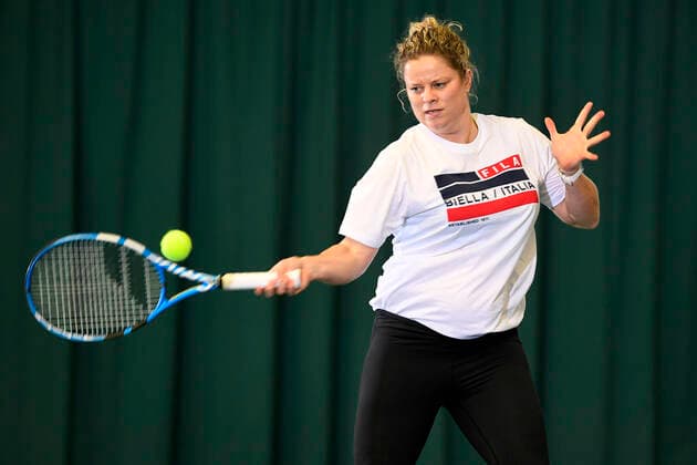 Sport Bilder des Tages Belgian tennis player Kim Clijsters pictured in action at an open media moment on the come back of Belgian former world number one, Kim Clijsters, in her tennis center called the kiml Clijsters Sports & Health Club, in Bree, Wednesday 15 January 2020. YORICKxJANSENS  x2456632x