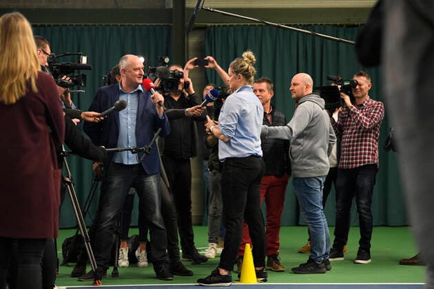 Belgian tennisplayer Kim Clijsters pictured at an open media moment on the come back of Belgian former world number one, Kim Clijsters, in her tennis center called the kiml Clijsters Sports & Health Club, in Bree, Wednesday 15 January 2020. YORICKxJANSENS  x2456646x