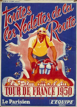 Cycling Tour de France Film poster All the stars of the road The official film of the Tour de France 1950 organized by Le Parisien Libere and lEquipe Credit Collection Kharbine Tapabor  KH1296