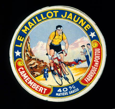 Cycling Tour de France Camembert box The Yellow Jersey made in Poitou Credit Musee La Belle Echappee, Coll I B Kharbine Tapabor  KH60537