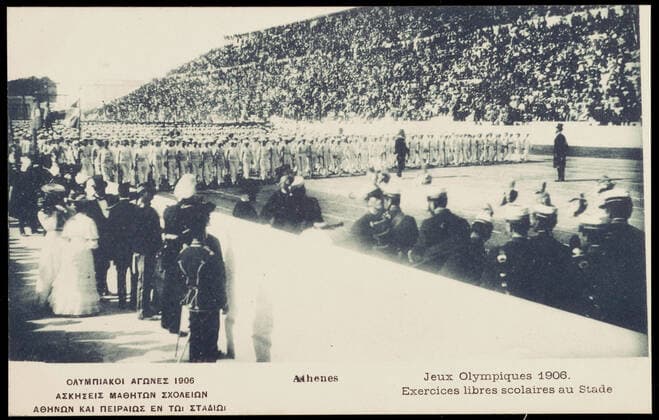 OLYMPIC GAMES 1906 Free school exercise at the Athens Stadium during the 1906 Olympic Games Intercales Games celebrating the 10th anniversary of the creation of the first Olympic Games of the modern era Credit Collection IM Kharbine Tapabor  KH63194