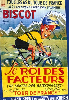 Tour de France Poster for the movie Tous les as du Tour de France and Biscot in the movie le Roi des Facteurs Credit Collection Perrin KHARBINE TAPABOR  KH69426