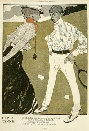 Tennis Lawn Tennis les Sportsmen by GOSE 1876 1915 in l Butter Plate from February 1, 1902 Credit Collection KHARBINE TAPABOR  KH8307