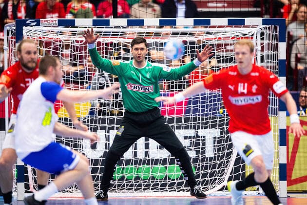 200115 Goalkeeper Niklas Landin Jacobsen of Denmark during the EHF European Handball Championship match between Russia and Denmark on January 15, 2020 in Malmö Photo Petter Arvidson BILDBYRAN code PA 92432 bbeng handball handball handball handball em 2020 european mens handball championship 2020 em 2020 handballs em 2020 ehf euro 2020 Russia Russia Denmark Denmark,  Copyright: PETTERxARVIDSON BB200115PA090