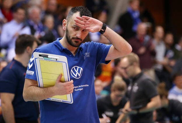 BAU 15 01 2020 Stuttgart Volleyball Allianz MTV Stuttgart vs. USC Münster, Coach Giannis Athanasopoulos Stuttgart disappointed