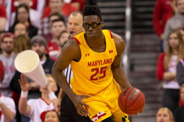 January 14, 2020: Maryland Terrapins forward Jalen Smith 25 during the NCAA, College League, USA Basketball game between the Maryland Terrapins and the Wisconsin Badgers at the Kohl Center in Madison, WI. Wisconsin defeated Maryland 56-54. CSM NCAA Basketball 2020: Maryland vs Wisconsin JAN 14 - ZUMAc04_ 20200114_zaf_c04_131 Copyright: xJohnxFisherx