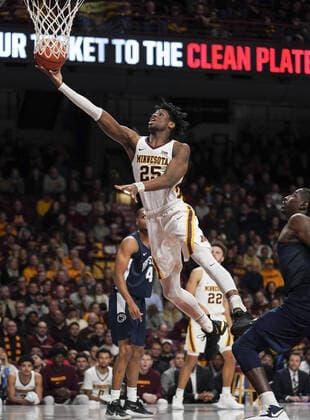 January 15, 2020, Minneapolis, MN, USA: Minnesota s Daniel Oturu (25) puts up a shot in the second half against Penn State at Williams Arena in Minneapolis on Wednesday, Jan. 15, 2020. The host Golden Gophers won, 75-69. Penn State at Minnesota - ZUMAm67_ 20200115_zaf_m67_066 Copyright: xReneexJonesxSchneiderx
