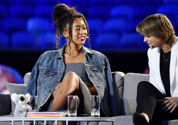Tennis: Australian Open Japanese tennis player Naomi Osaka, winner of the 2019 Australian Open, speaks at a talk show in Melbourne on Jan. 16, 2020, during a draw for the 2020 Australian Open, set to begin on Jan. 20. 