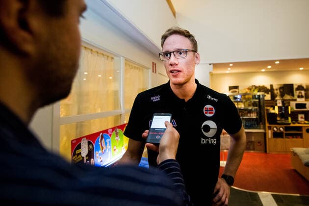 200116 Magnus Gullerud was interviewed by the media during a press meeting with Norway during the EHF European Handball Championship on January 16, 2020 in Malmö Photo Ludvig Thunman BILDBYRAN code LT 35703 bbeng ehf euro 2020 em 2020 european mens handball championship 2020 handball handball handball em 2020 handball handball em 2020 norway norway press meeting press meeting,  Copyright: LUDVIGxTHUNMAN BB200116LT075
