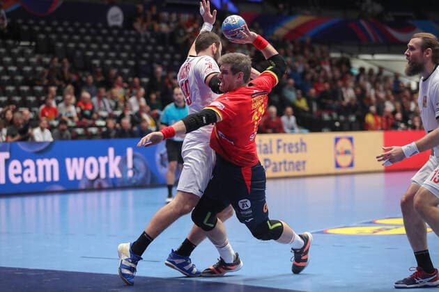 Men s EHF Euro 2020 - Spain v Czech Republic 16.01.2020., Wiener Stadthalle, Vienna, Ausrtia - Men s EHF Euro 2020, Main Round, group 1, 1st round, Spain - Czech Republic. Jan Mojzis, Julen Aguinagalde Aquizu LukaxStanzl PIXSELL