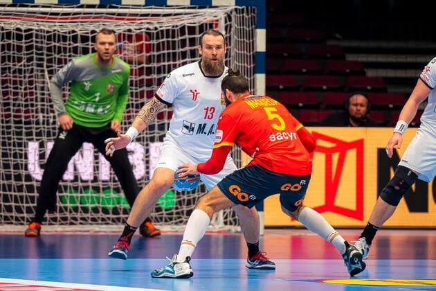 Handball, Men EM 2020, Main Round, Group 1, Spain Czech Republic Pavel Horak Czech Republic THW Kiel , Jorge Maqueda Pena Spain Vienna Stadthalle Vienna Austria