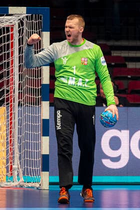 Handball, Men EM 2020, Main Round, Group 1, Spain Czech Republic Goalkeeper Tomas Mrkva Czech Republic Bergischer HC Vienna Stadthalle Vienna Austria