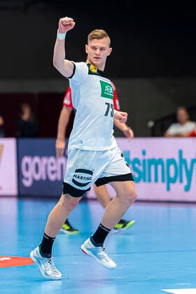 Handball, Men EM 2020, Main Round, Group 1, Belarus Germany Timo Kastening Germany TSV Hannover Jubilation Joy Emotion Vienna Stadthalle Vienna Austria