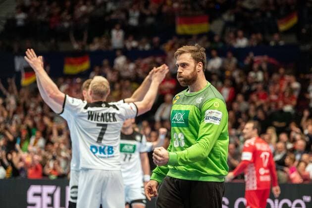 Handball Vienna 16 01 2020 European Championship EM Intermediate round main round Belarus BLR Germany GER Andreas Wolff Germany, TW, No 33 Cheers