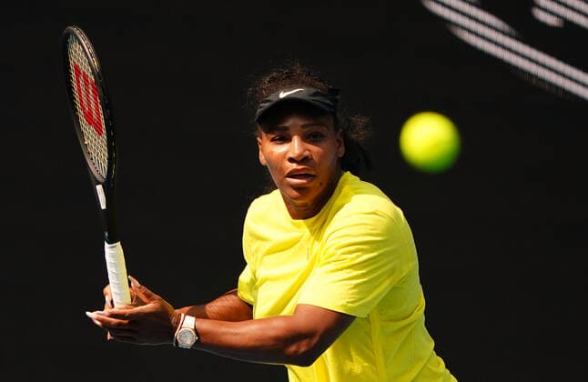 TENNIS AO PRACTICE PREVIEW, Serena Williams of United States plays a shot during an Australian Open practice session at Melbourne Park in Melbourne, Saturday, January 18, 2020. ( NO ARCHIVING, EDITORIAL USE ONLY, NO USE IN BOOKS WITHOUT CONSENT MELBOURNE VIC AUSTRALIA  Copyright: xSCOTTxBARBOURx 20200118001442881803