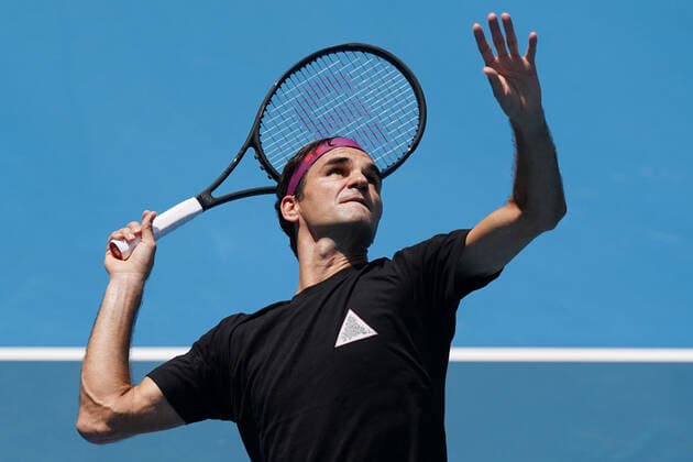 TENNIS AUSTRALIAN OPEN PRACTICE SESSIONS, Roger Federer of Switzerland serves during an Australian Open practise session at Melbourne Park in Melbourne, Saturday, January 18, 2020. ( NO ARCHIVING, EDITORIAL USE ONLY, NO USE IN BOOKS WITHOUT CONSENT MELBOURNE VIC AUSTRALIA  Copyright: xMICHAELxDODGEx 20200118001442883380