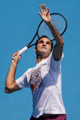 TENNIS AUSTRALIAN OPEN PRACTICE SESSIONS, Roger Federer of Switzerland serves during an Australian Open practise session at Melbourne Park in Melbourne, Saturday, January 18, 2020. ( NO ARCHIVING, EDITORIAL USE ONLY, NO USE IN BOOKS WITHOUT CONSENT MELBOURNE VIC AUSTRALIA  Copyright: xMICHAELxDODGEx 20200118001442883580