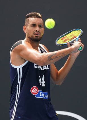 TENNIS AO PRACTICE PREVIEW, Nick Kyrgios of Australia plays a shot during an Australian Open practice session at Melbourne Park in Melbourne, Saturday, January 18, 2020. ( NO ARCHIVING, EDITORIAL USE ONLY, NO USE IN BOOKS WITHOUT CONSENT MELBOURNE VIC AUSTRALIA  Copyright: xSCOTTxBARBOURx 20200118001442898238
