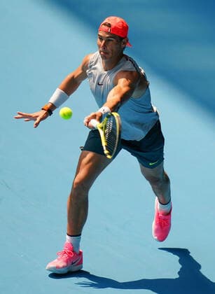 TENNIS AO PRACTICE PREVIEW, Rafael Nadal of Spain plays a shot during an Australian Open practice session at Melbourne Park in Melbourne, Saturday, January 18, 2020. ( NO ARCHIVING, EDITORIAL USE ONLY, NO USE IN BOOKS WITHOUT CONSENT MELBOURNE VIC AUSTRALIA  Copyright: xSCOTTxBARBOURx 20200118001442900442