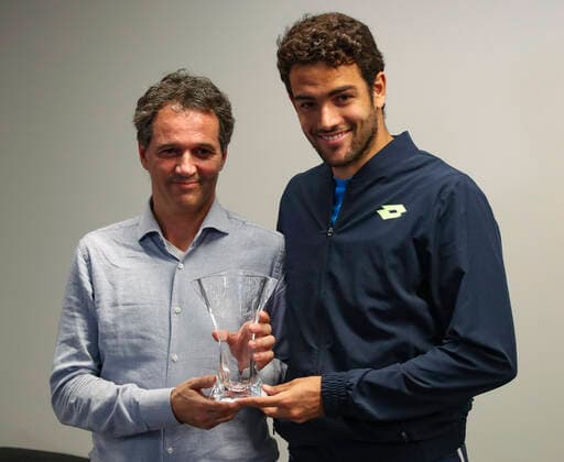 Manager Corrado Tschabuschnig and Matteo Berrettini ITA Tennis Australian Open 2020 Grand Slam ITF ATP WTA Melbourne Park Melbourne Victoria Australia 18 January 2020 Copyright: xJuergenxHasenkopfx