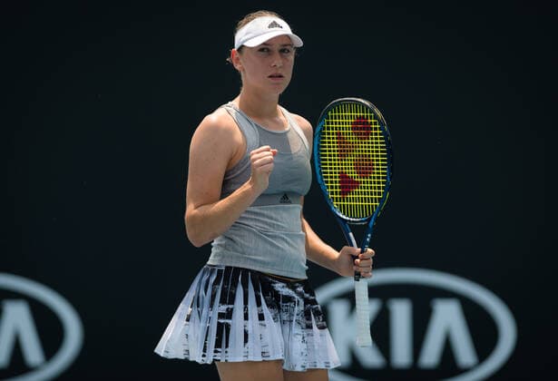 January 18, 2020, Melbourne, AUSTRALIA: Kaja Juvan of Slovenia in action during the final qualifications round at the 2020 Australian Open Grand Slam tennis tournament against Natalia Vikhlyantseva of Russia 2020 Australian Open, Tennis, Melbourne, Australia, Jan 18 - ZUMAa181 20200118_zaa_a181_088 Copyright: xAFP7x