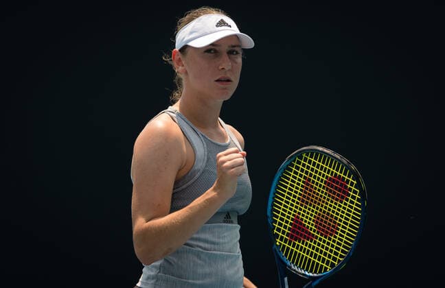 January 18, 2020, Melbourne, AUSTRALIA: Kaja Juvan of Slovenia in action during the final qualifications round at the 2020 Australian Open Grand Slam tennis tournament against Natalia Vikhlyantseva of Russia 2020 Australian Open, Tennis, Melbourne, Australia, Jan 18 - ZUMAa181 20200118_zaa_a181_089 Copyright: xAFP7x