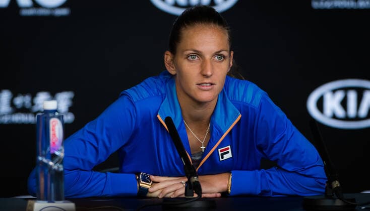 January 18, 2020, Melbourne, AUSTRALIA: Karolina Pliskova of the Czech Republic talks to the media at the 2020 Australian Open Grand Slam tennis tournament 2020 Australian Open, Tennis, Melbourne, Australia, Jan 18 - ZUMAa181 20200118_zaa_a181_101 Copyright: xAFP7x