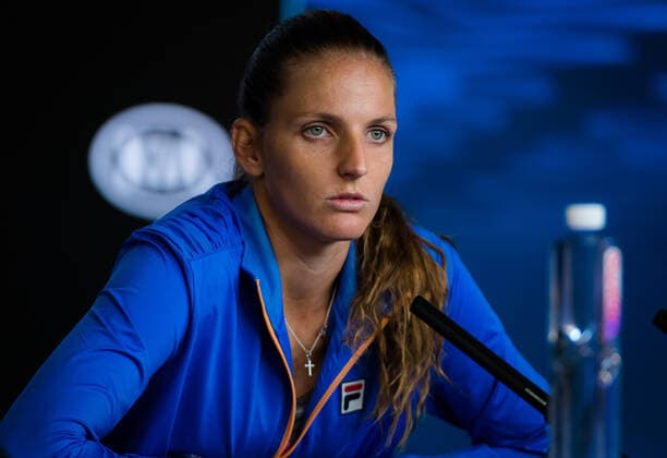 January 18, 2020, Melbourne, AUSTRALIA: Karolina Pliskova of the Czech Republic talks to the media at the 2020 Australian Open Grand Slam tennis tournament 2020 Australian Open, Tennis, Melbourne, Australia, Jan 18 - ZUMAa181 20200118_zaa_a181_107 Copyright: xAFP7x