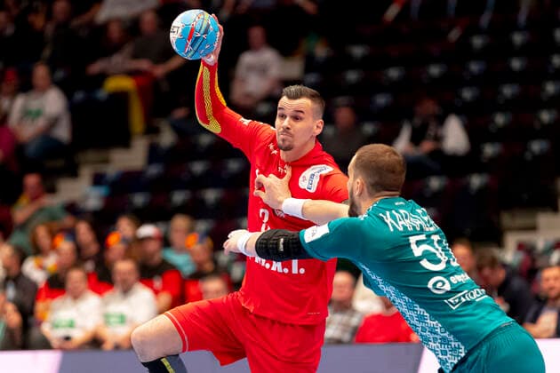 Roman Becvar No 3, Czech Republic vs. Artsem Karalek No 50, Belarus Belarus vs. Czech Republic, Handball, Main Round, EHF Euro 2020, 18 01 20 Vienna Vienna Austria Copyright: xAgentur54Gradx xFelixxKoenigx