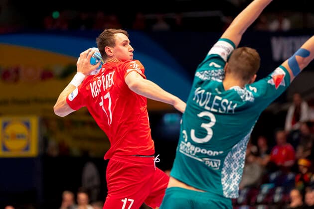 Stanislav Kasparek No 17, Czech Republic vs. Uladzislau Kulesh No 3, Belarus Belarus vs. Czech Republic, Handball, Main Round, EHF Euro 2020, 18 01 20 Vienna Vienna Austria Copyright: xAgentur54Gradx xFelixxKoenigx
