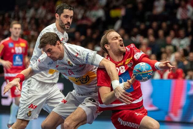 Handball Vienna 18 01 2020 European Championship European Championship Intermediate Round Main Round Spain ESP Austria AUT ZEINER Gerald Austria, No 28 MORROS de ARGILA Viran Spain, No 24
