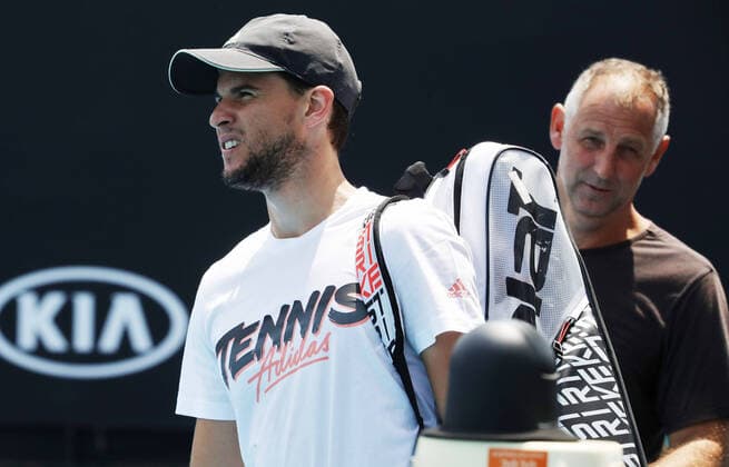 TENNIS - ATP, Tennis Herren WTA, Tennis Damen Australian Open 2020 MELBOURNE,AUSTRALIA,19.JAN.20 - TENNIS - ATP World Tour WTA Tour, Grand Slam, Australian Open, preview. Image shows Dominic Thiem (AUT) and Thomas Muster. GEPAxpictures xMatthiasxHauer