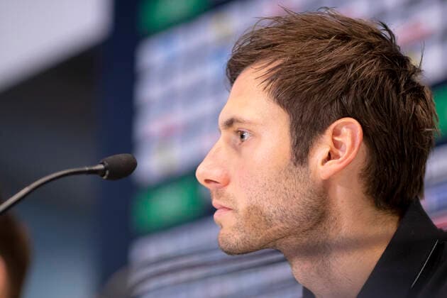 Uwe Gensheimer No. 3, Germany looks depressed depressed disappointed at the press conference Press conference of the DHB, Handball, main round, EHF Euro 2020, 19 01 20 Vienna Vienna Austria Copyright: xAgentur54Gradx xFelixxKoenigx