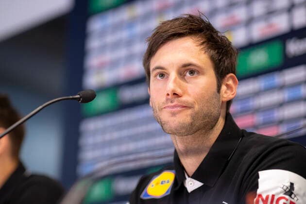 Uwe Gensheimer No. 3, Germany looks depressed depressed disappointed at the press conference Press conference of the DHB, Handball, main round, EHF Euro 2020, 19 01 20 Vienna Vienna Austria Copyright: xAgentur54Gradx xFelixxKoenigx