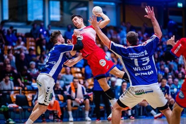 during the match HSV Handball and TBV Lemgo Lippe at the Peugeot Cup 2020 in the Anhalt Arena on 19 January 2020 in Dessau Rosslau, Saxony Anhalt, Germany