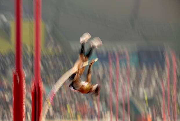 Feature, Bo Kanda LITA BAEHRE Germany 4 place action, blurred, dynamic final pole vault of men, on 01 10 2019 World Championships in Athletics 2019 in Doha Qatar, from 27 09 10 10 2019 Â