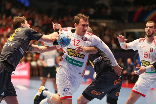Belarus Spain, EHF Euro 2020 Dzmitry Nikulenkau Belarus 17 , MORROS de ARGILA Viran Spain 24 ,, Vienna Vienna Austria Ice rink