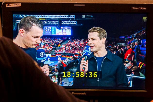 Handball, Men EM 2020, Main Round, Group 1, Belarus Spain from left ARD expert Dominik Klein, ARD presenter Alexander Bommes Vienna Stadthalle Vienna Austria