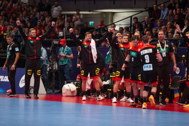 HANDBALL - EHF EURO 2020, AUT vs GER VIENNA,AUSTRIA,20.JAN.20 - HANDBALL - EHF European Men s Handball Championship 2020, main round, Austria vs Germany Image shows the rejoicing of Germany. GEPAxpictures xDavidxBitzan