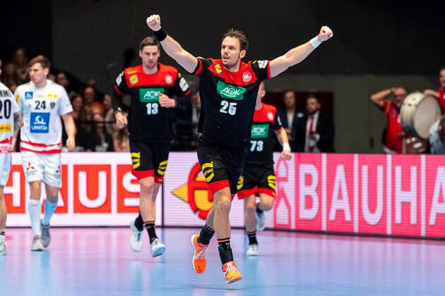 Handball, Men EM 2020, Main Round, Group 1, Austria Germany Kai H fner Haefner Germany MT Melsungen Joy Emotion Vienna Stadthalle Vienna Austria