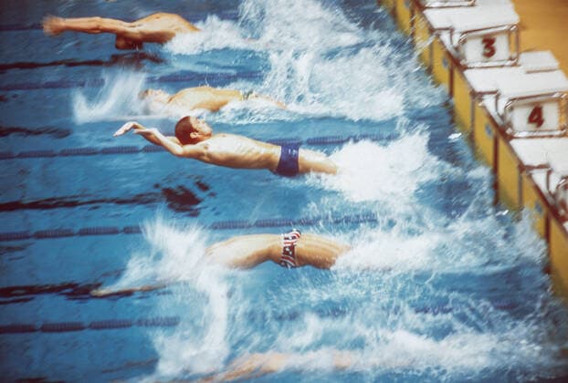 BAU Deutschland 1972 München Olympische Spiele, Schwimmen, Roland Matthes (DDR), Bahn 4, Endlauf *** BAU Deutschland 1972 Munich Olympic Games, swimming, Roland Matthes DDR, track 4, final race