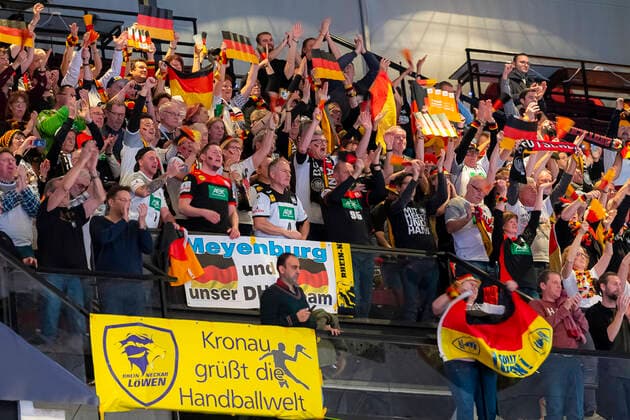 Handball, Men EM 2020, Main Round, Group 1, Austria Germany Fan curve Fans Fan block Germany Vienna Stadthalle Vienna Austria