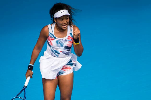 MELBOURNE, VIC - JANUARY 22: Naomi Osaka of Japan celebrates during the second round of the 2020 Australian Open on January 22 2020, at Melbourne Park in Melbourne, Australia. (Photo by Jason Heidrich Icon Sportswire) TENNIS: JAN 22 Australian Open Icon2001220113