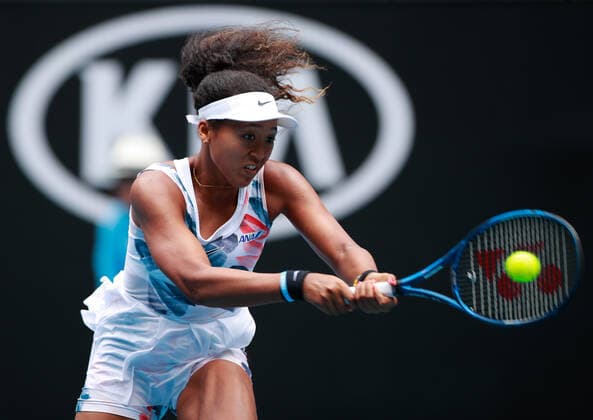 (200122) -- MELBOURNE, Jan. 22, 2020 -- Osaka Naomi of Japan returns a shot during the women s singles second round match against Zheng Saisai of China at the Australian Open tennis championship in Melbourne, Australia on Jan. 22, 2020. ) (SP)AUSTRALIA-MELBOURNE-TENNIS-AUSTRALIAN OPEN-DAY 3 WangxJingqiang 